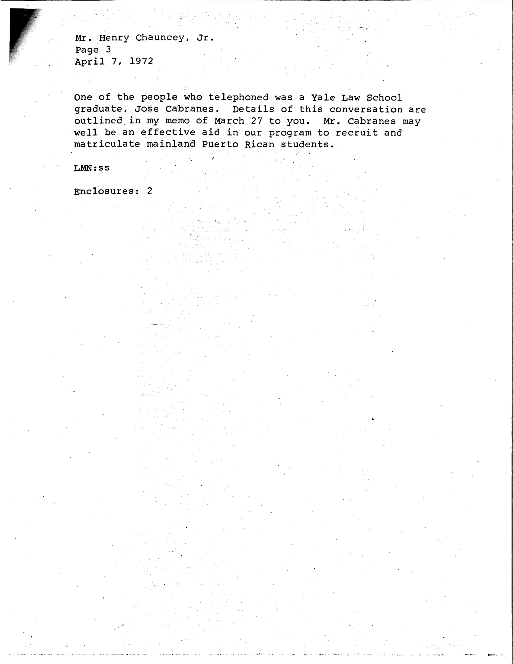 Yale inter-office memo, April 7, 1972 (3 of 3)